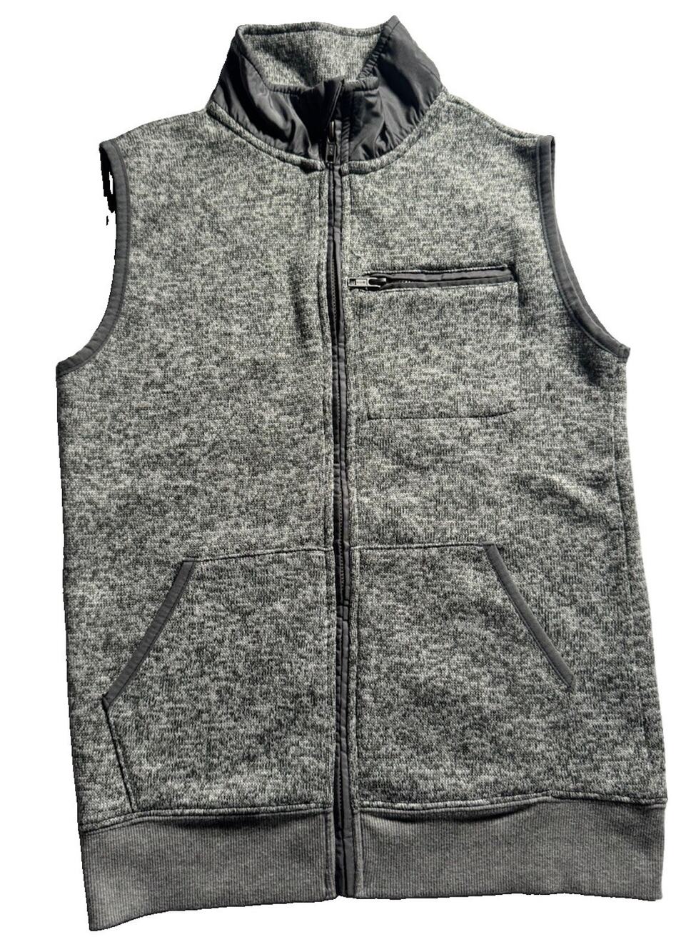 J Khaki Boys M 10/12 Gray Full Zip Sweater Fleece Vest Pockets